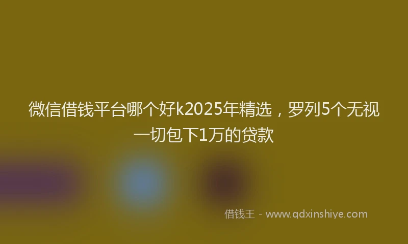 微信借钱平台哪个好k2025年精选，罗列5个无视一切包下1万的贷款