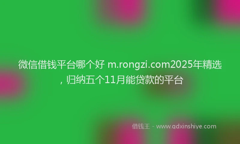 微信借钱平台哪个好 m.rongzi.com2025年精选，归纳五个11月能贷款的平台