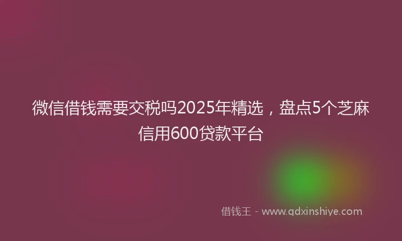微信借钱需要交税吗2025年精选，盘点5个芝麻信用600贷款平台