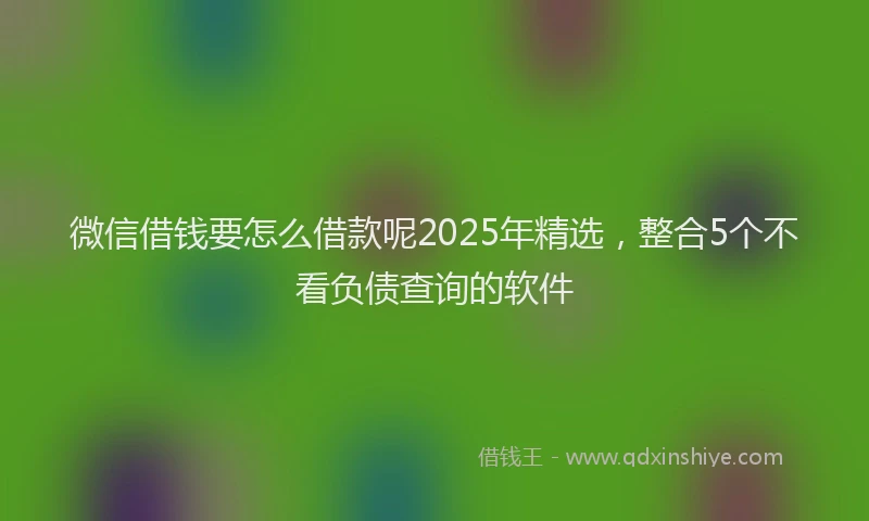 微信借钱要怎么借款呢2025年精选，整合5个不看负债查询的软件