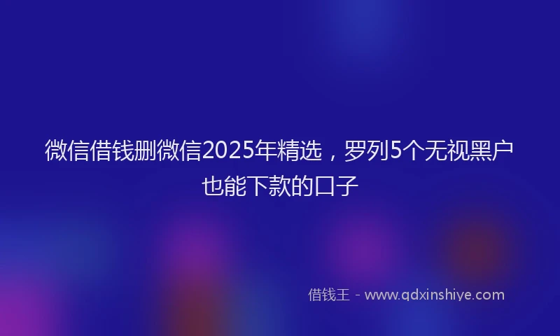 微信借钱删微信2025年精选，罗列5个无视黑户也能下款的口子