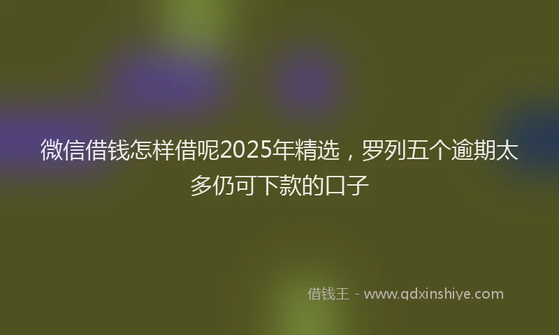微信借钱怎样借呢2025年精选，罗列五个逾期太多仍可下款的口子