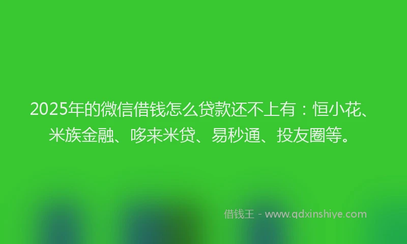 2025年的微信借钱怎么贷款还不上有：恒小花、米族金融、哆来米贷、易秒通、投友圈等。