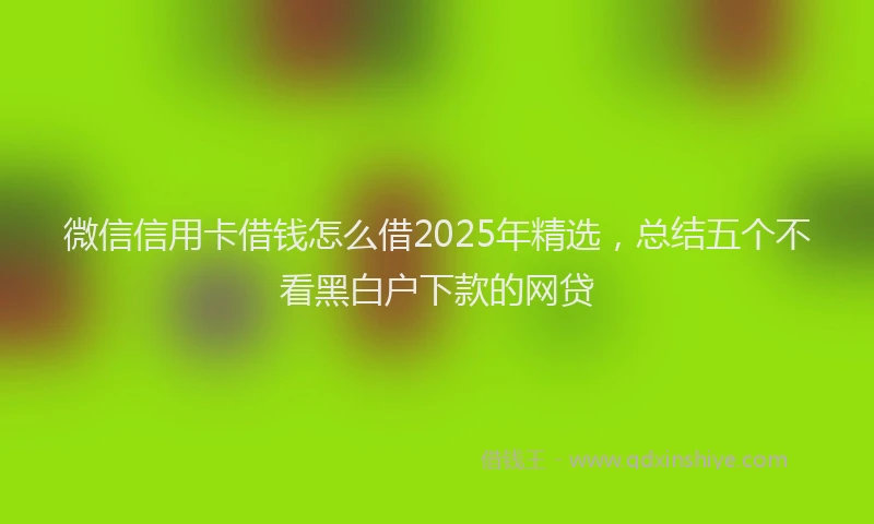 微信信用卡借钱怎么借2025年精选，总结五个不看黑白户下款的网贷