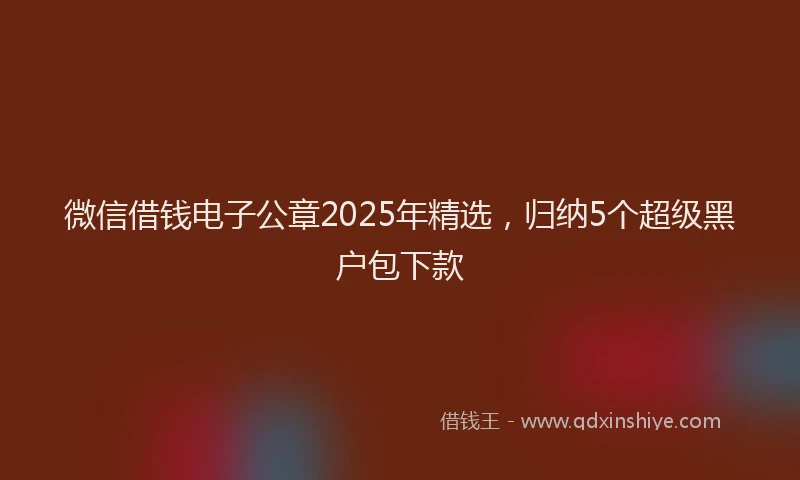 微信借钱电子公章2025年精选，归纳5个超级黑户包下款