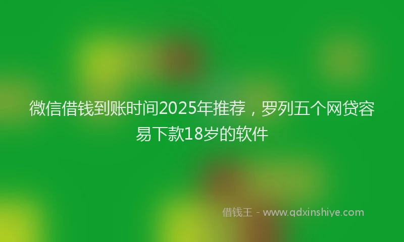 微信借钱到账时间2025年推荐，罗列五个网贷容易下款18岁的软件