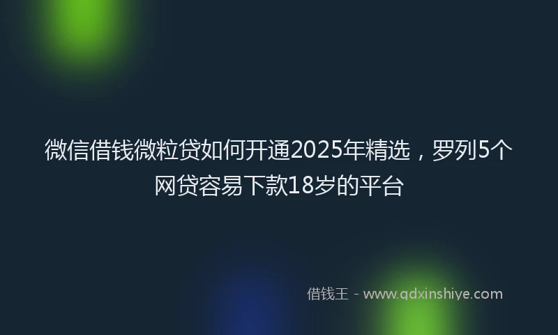 微信借钱微粒贷如何开通2025年精选，罗列5个网贷容易下款18岁的平台