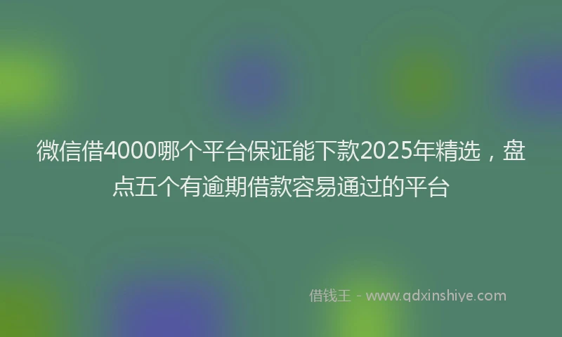 微信借4000哪个平台保证能下款2025年精选，盘点五个有逾期借款容易通过的平台