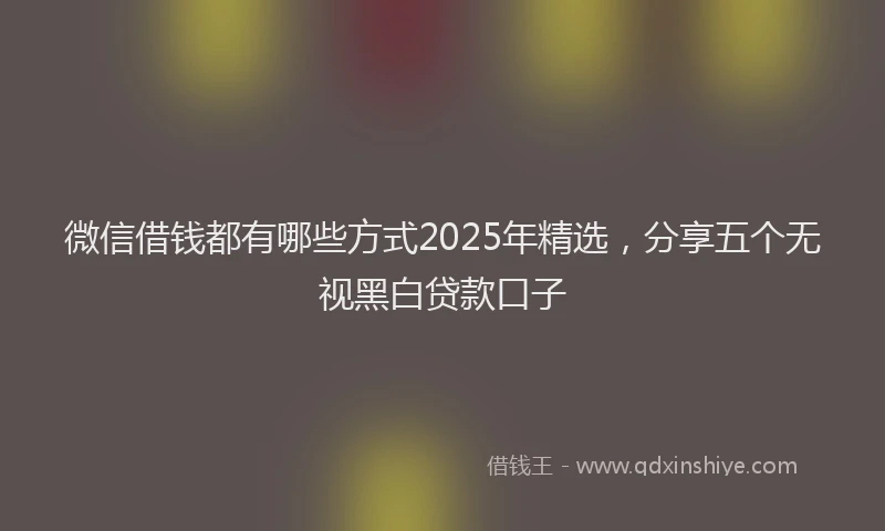 微信借钱都有哪些方式2025年精选，分享五个无视黑白贷款口子