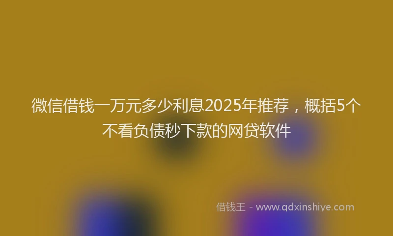 微信借钱一万元多少利息2025年推荐，概括5个不看负债秒下款的网贷软件