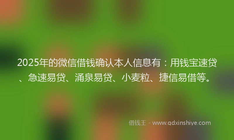 2025年的微信借钱确认本人信息有：用钱宝速贷、急速易贷、涌泉易贷、小麦粒、捷信易借等。