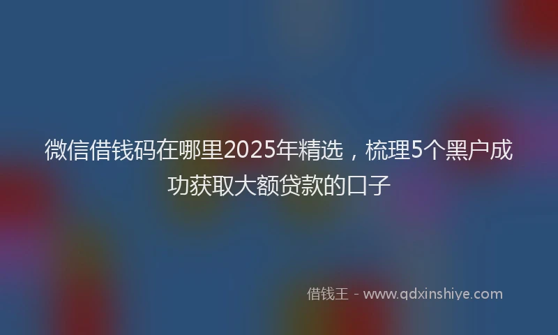 微信借钱码在哪里2025年精选，梳理5个黑户成功获取大额贷款的口子