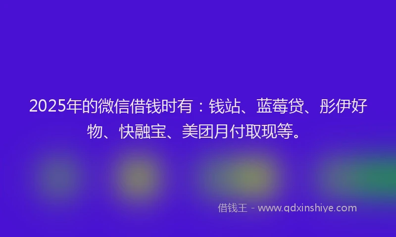2025年的微信借钱时有：钱站、蓝莓贷、彤伊好物、快融宝、美团月付取现等。