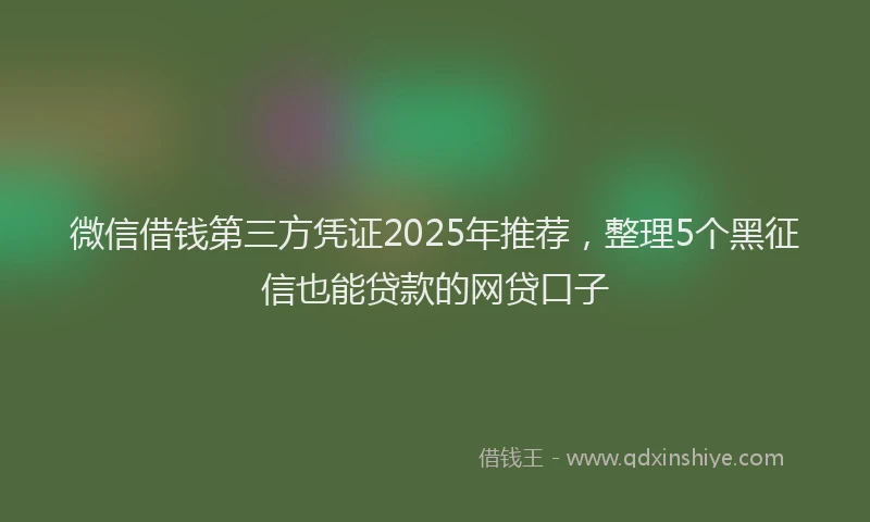 微信借钱第三方凭证2025年推荐，整理5个黑征信也能贷款的网贷口子