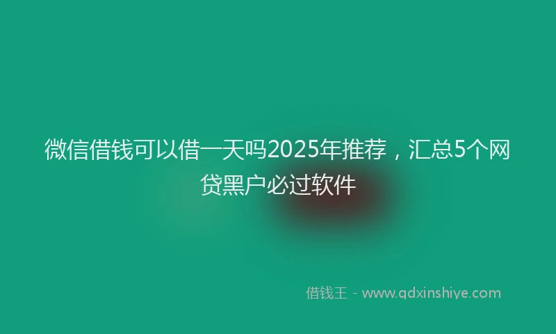 微信借钱可以借一天吗2025年推荐，汇总5个网贷黑户必过软件