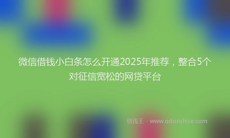 微信借钱小白条怎么开通2025年推荐，整合5个对征信宽松的网贷平台