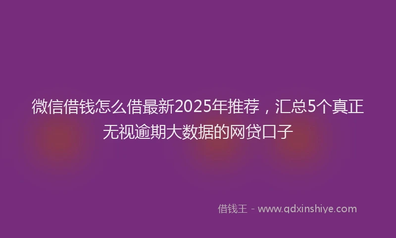 微信借钱怎么借最新2025年推荐，汇总5个真正无视逾期大数据的网贷口子