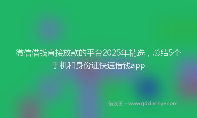 微信借钱直接放款的平台2025年精选，总结5个手机和身份证快速借钱app