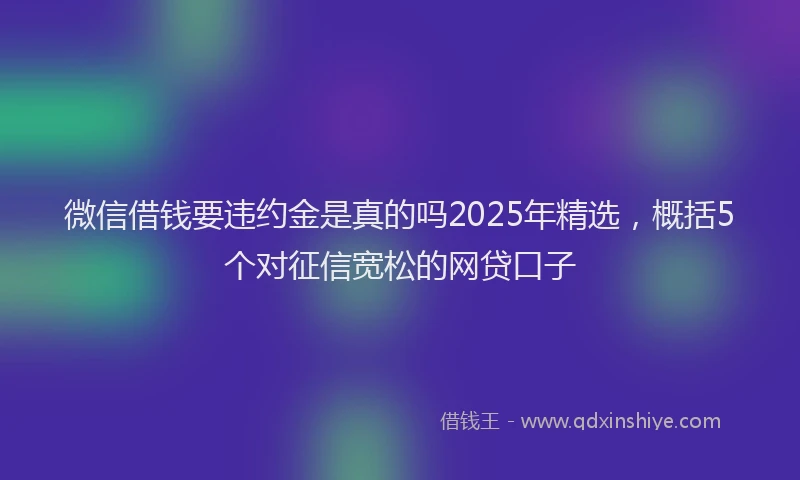 微信借钱要违约金是真的吗2025年精选，概括5个对征信宽松的网贷口子