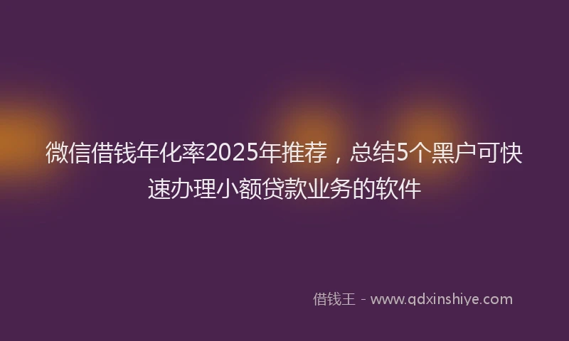微信借钱年化率2025年推荐，总结5个黑户可快速办理小额贷款业务的软件