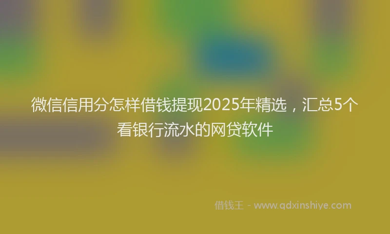 微信信用分怎样借钱提现2025年精选，汇总5个看银行流水的网贷软件