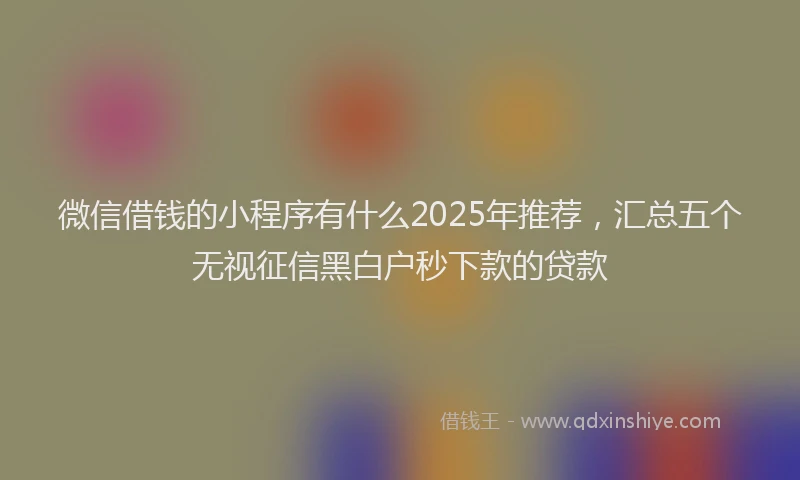 微信借钱的小程序有什么2025年推荐，汇总五个无视征信黑白户秒下款的贷款
