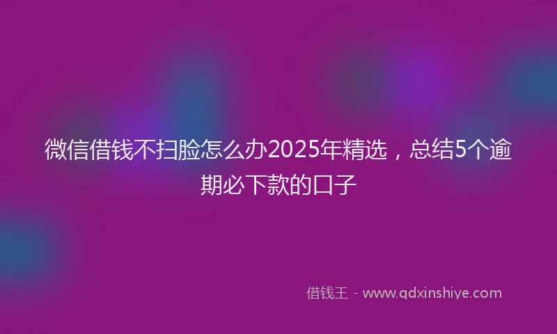 微信借钱不扫脸怎么办2025年精选，总结5个逾期必下款的口子