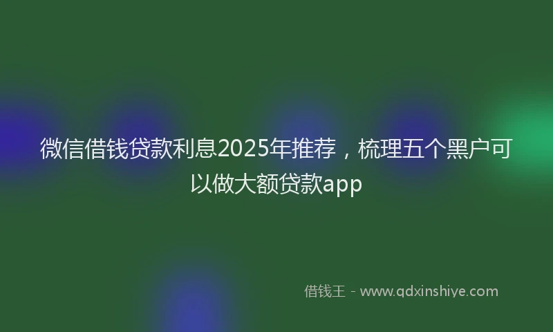 微信借钱贷款利息2025年推荐，梳理五个黑户可以做大额贷款app