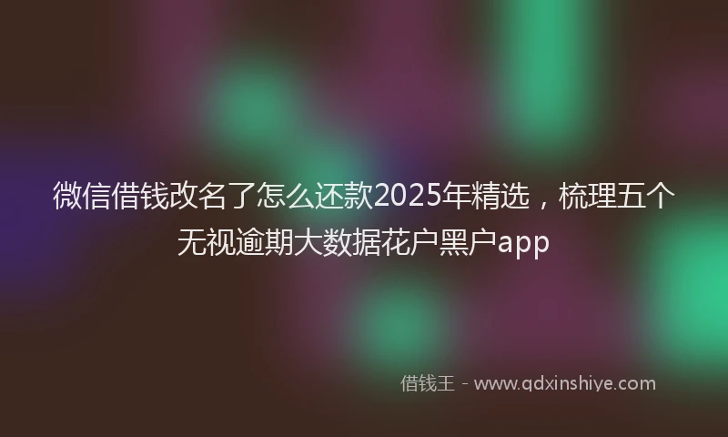 微信借钱改名了怎么还款2025年精选，梳理五个无视逾期大数据花户黑户app