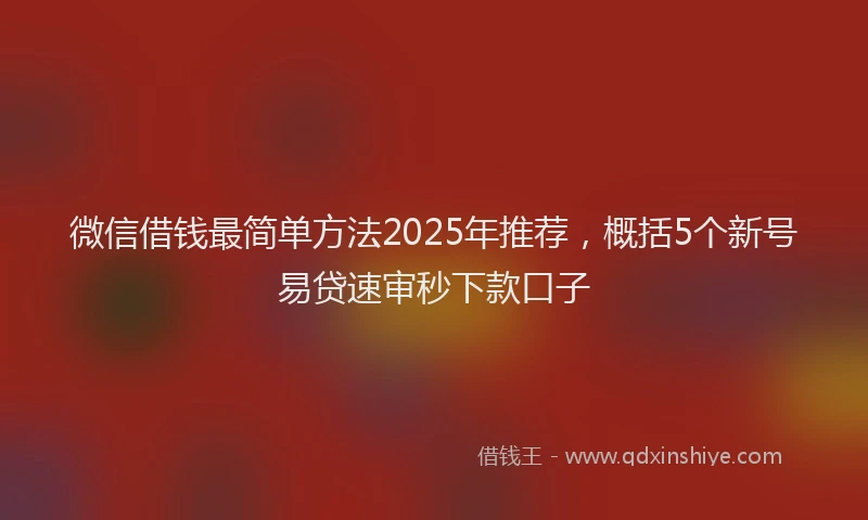 微信借钱最简单方法2025年推荐，概括5个新号易贷速审秒下款口子