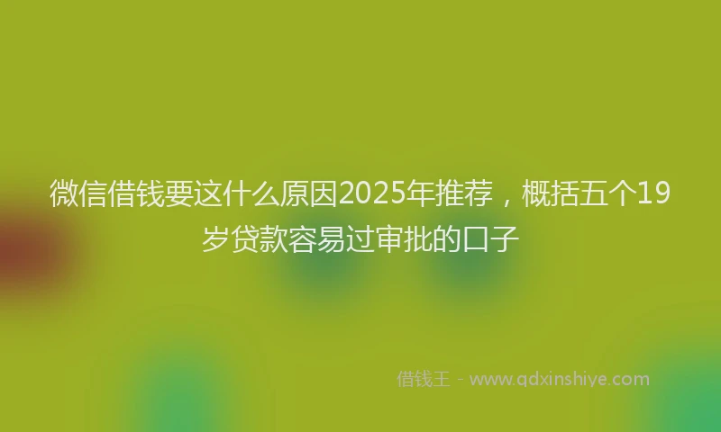 微信借钱要这什么原因2025年推荐，概括五个19岁贷款容易过审批的口子