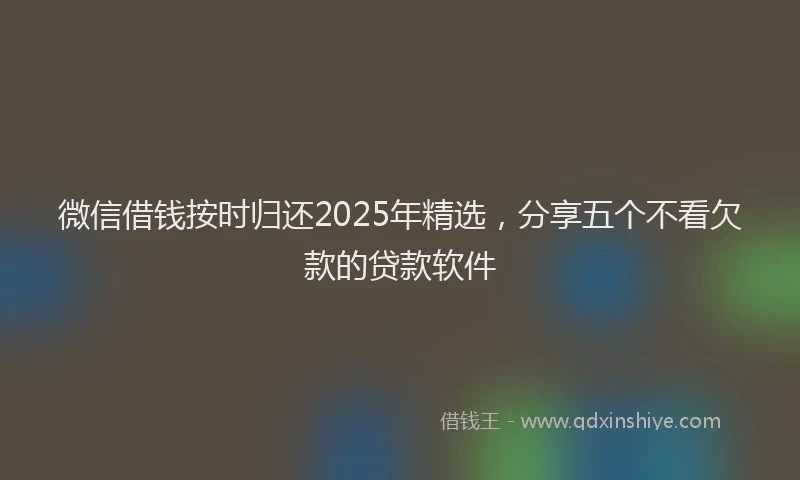 微信借钱按时归还2025年精选，分享五个不看欠款的贷款软件