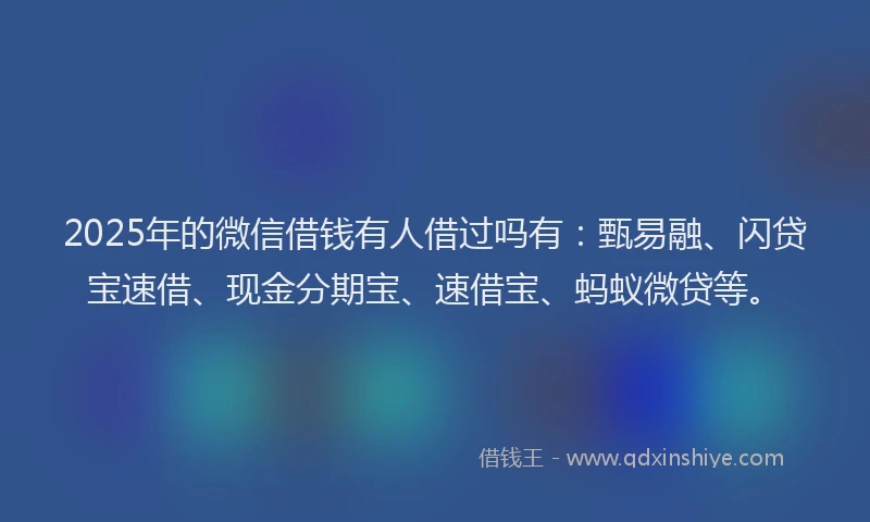 2025年的微信借钱有人借过吗有：甄易融、闪贷宝速借、现金分期宝、速借宝、蚂蚁微贷等。
