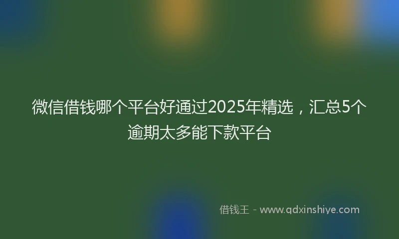 微信借钱哪个平台好通过2025年精选，汇总5个逾期太多能下款平台