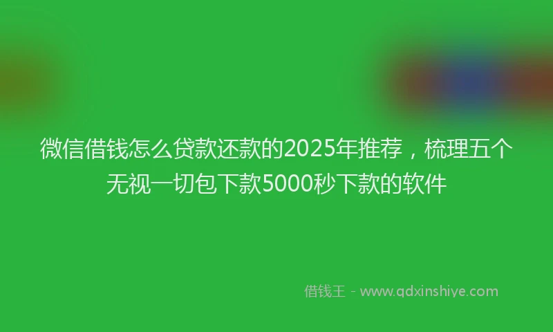 微信借钱怎么贷款还款的2025年推荐，梳理五个无视一切包下款5000秒下款的软件