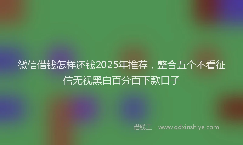 微信借钱怎样还钱2025年推荐，整合五个不看征信无视黑白百分百下款口子