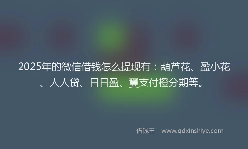 2025年的微信借钱怎么提现有：葫芦花、盈小花、人人贷、日日盈、翼支付橙分期等。