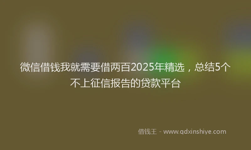 微信借钱我就需要借两百2025年精选，总结5个不上征信报告的贷款平台