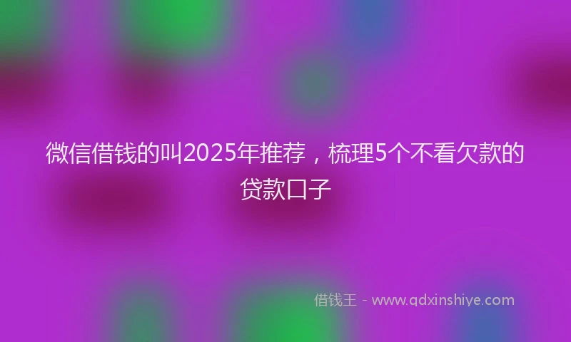 微信借钱的叫2025年推荐，梳理5个不看欠款的贷款口子