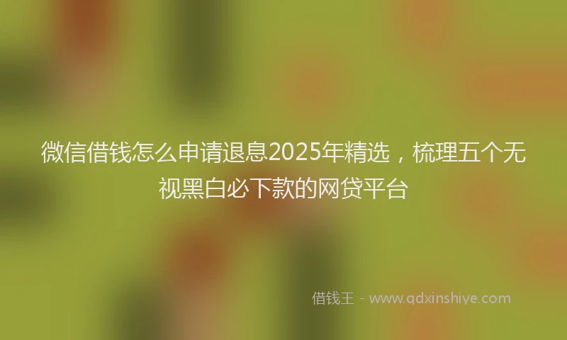 微信借钱怎么申请退息2025年精选，梳理五个无视黑白必下款的网贷平台