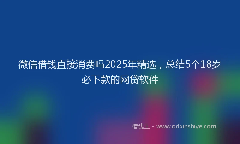 微信借钱直接消费吗2025年精选，总结5个18岁必下款的网贷软件