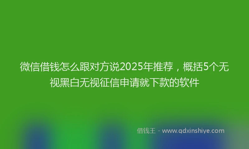微信借钱怎么跟对方说2025年推荐，概括5个无视黑白无视征信申请就下款的软件