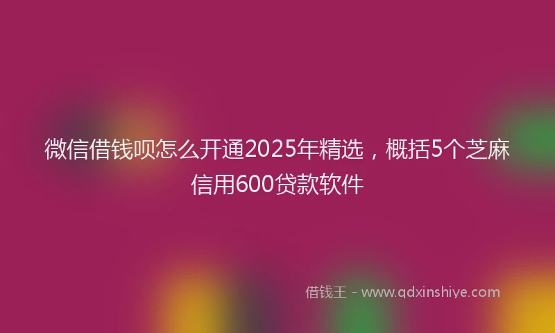 微信借钱呗怎么开通2025年精选，概括5个芝麻信用600贷款软件