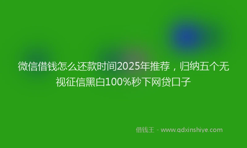 微信借钱怎么还款时间2025年推荐，归纳五个无视征信黑白100%秒下网贷口子