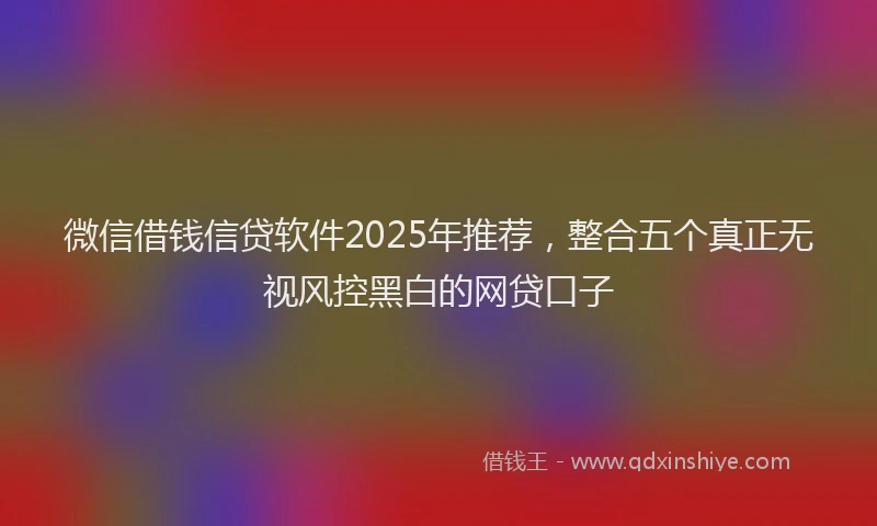 微信借钱信贷软件2025年推荐，整合五个真正无视风控黑白的网贷口子