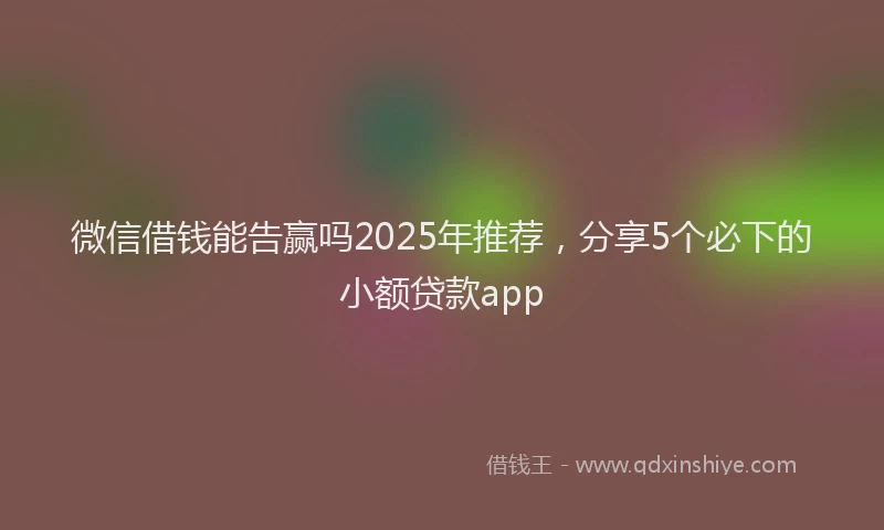 微信借钱能告赢吗2025年推荐，分享5个必下的小额贷款app