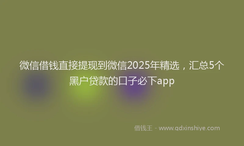 微信借钱直接提现到微信2025年精选，汇总5个黑户贷款的口子必下app