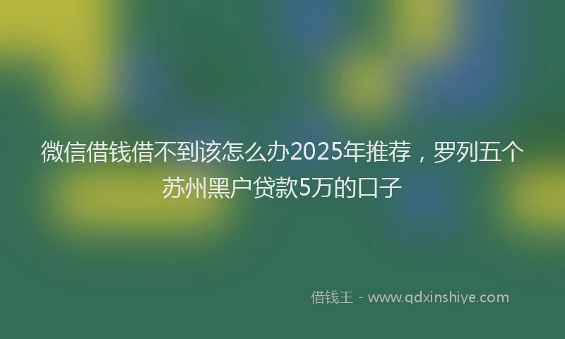 微信借钱借不到该怎么办2025年推荐，罗列五个苏州黑户贷款5万的口子