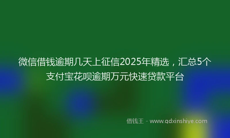 微信借钱逾期几天上征信2025年精选，汇总5个支付宝花呗逾期万元快速贷款平台