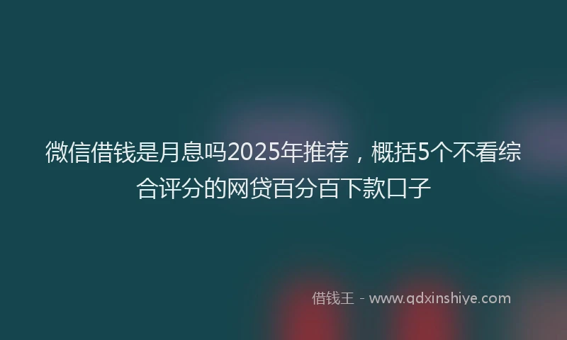微信借钱是月息吗2025年推荐，概括5个不看综合评分的网贷百分百下款口子